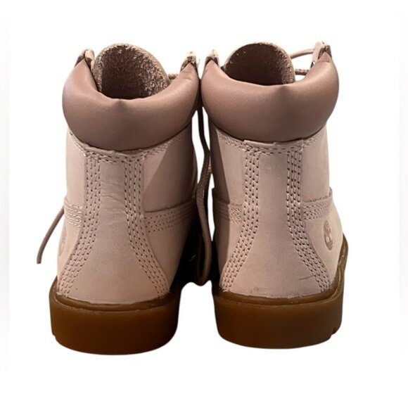 Timberland Classic Pink Nubuck Leather Girls Boots Size 10 With Rubber Sole - Picture 3 of 10